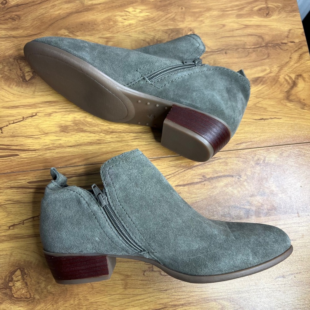 Diba Short Ankle Boots Booties Size 10W 10‎ Wide Leather Suede Taupe Gray NEW - Picture 7 of 8